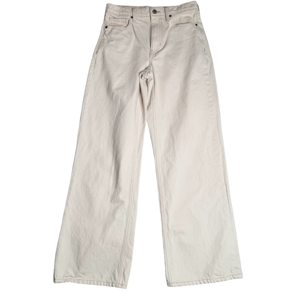 Banana Republic Icon High-Rise Rigid Wide-Leg Jeans In Ecru Women's Size 27